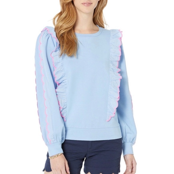 Lilly Pulitzer Tops - Lilly Pulitzer • Suzy Scalloped Ruffle Sweatshirt